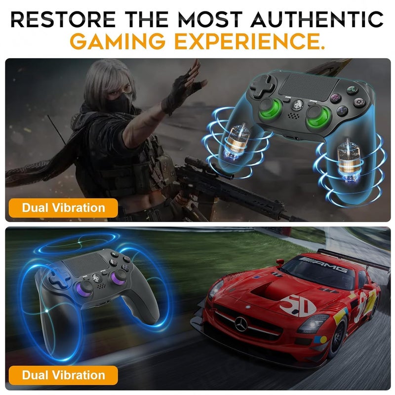CNH 2 Pack Wireless Controller for PS4，Compatible with PS4/Slim/Pro/PC，Double Shock 6-Axis Motion Sensor，Built-in Speaker & Headphone Jack - Image 4